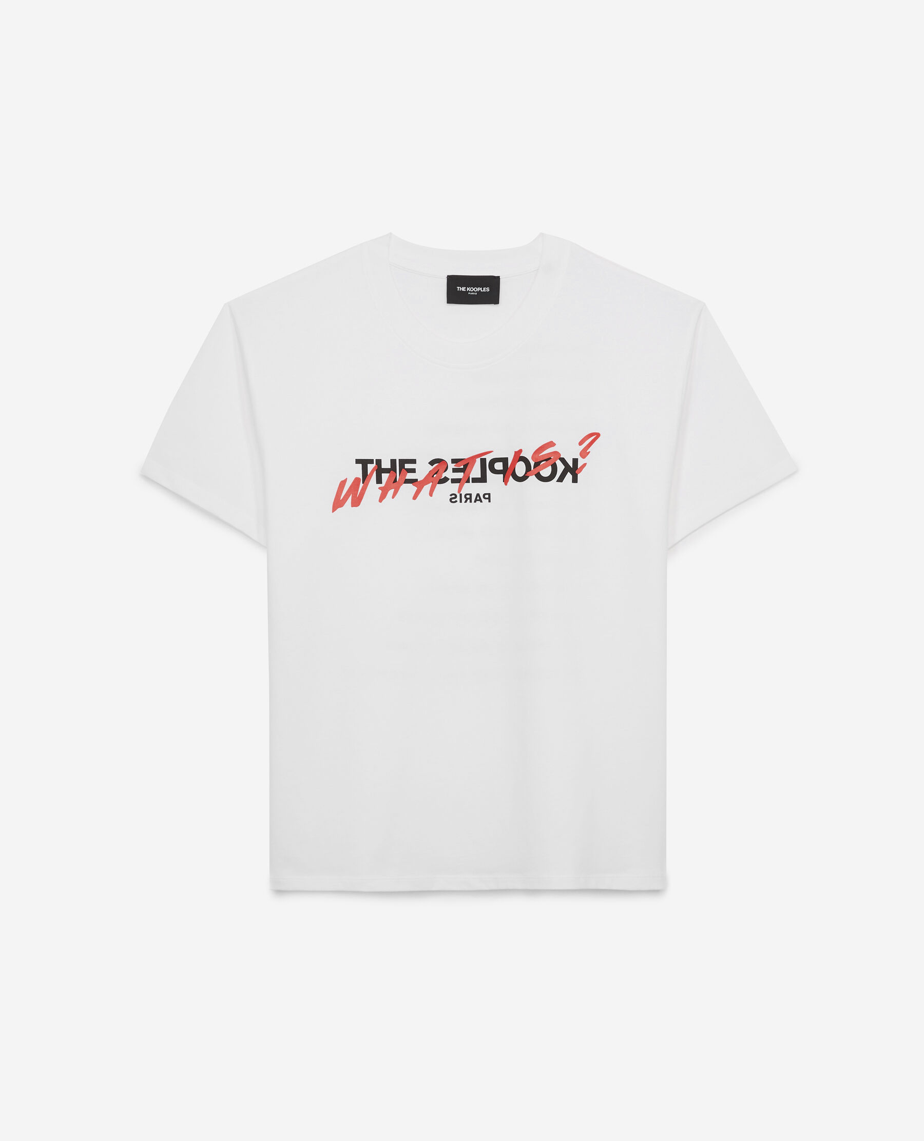 T-shirt blanc coton imprimé What is