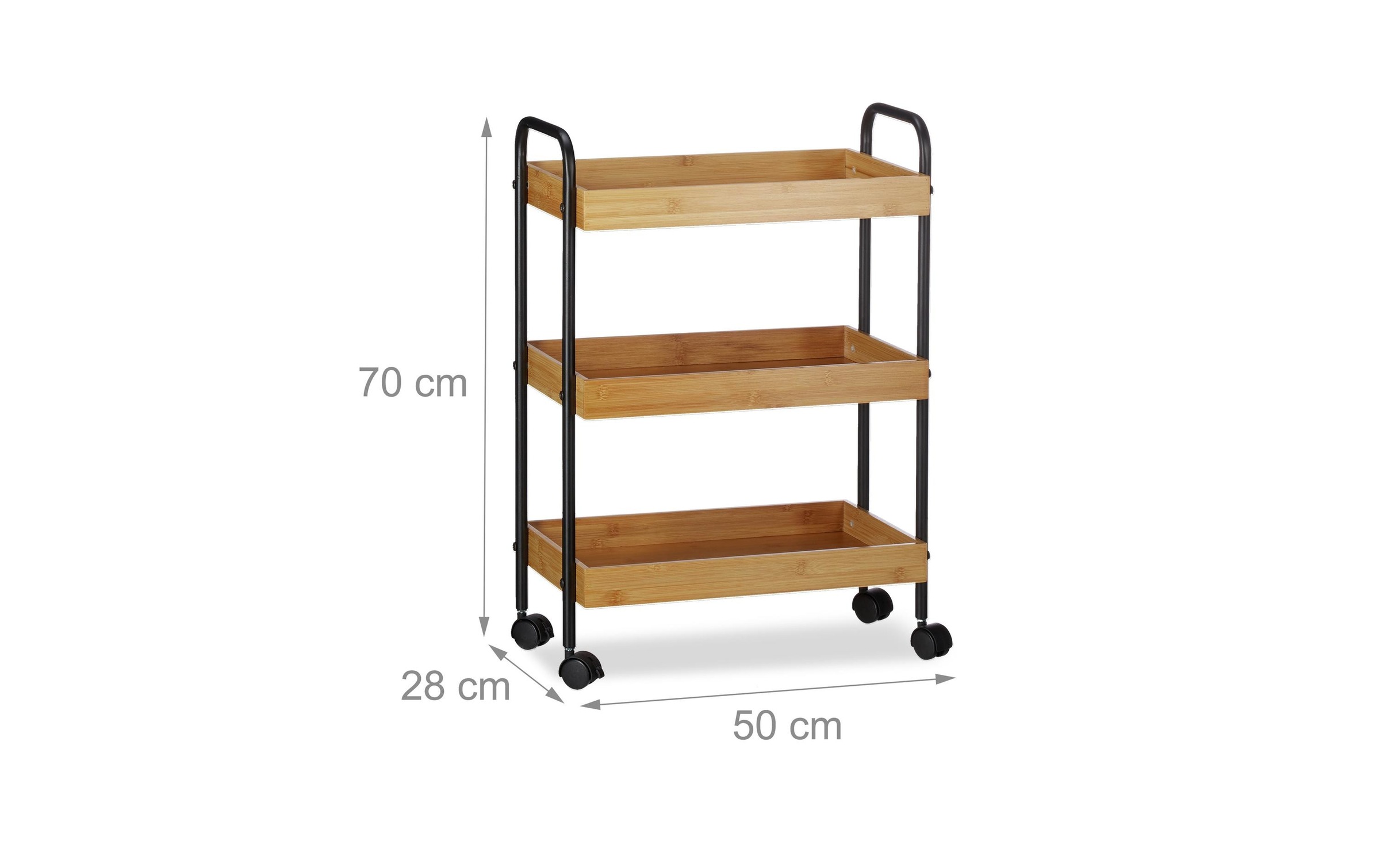relaxdays Servierwagen »mit 3 Ablagen 70 x 50 x 28 cm«