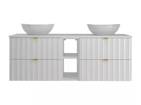 Meuble double vasque 140cm 2 niches Lexa Blanc