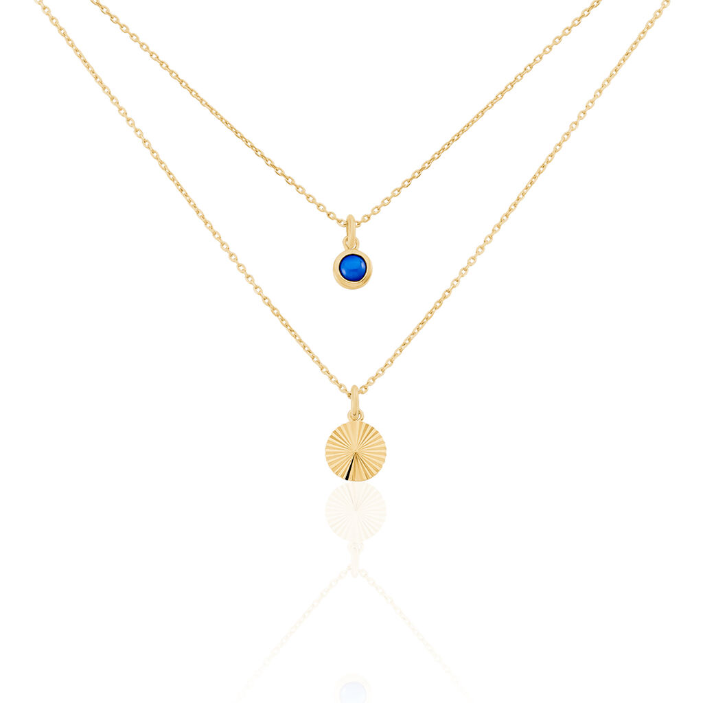 Collier Cartina Plaqué Or Jaune Pierre De Synthese