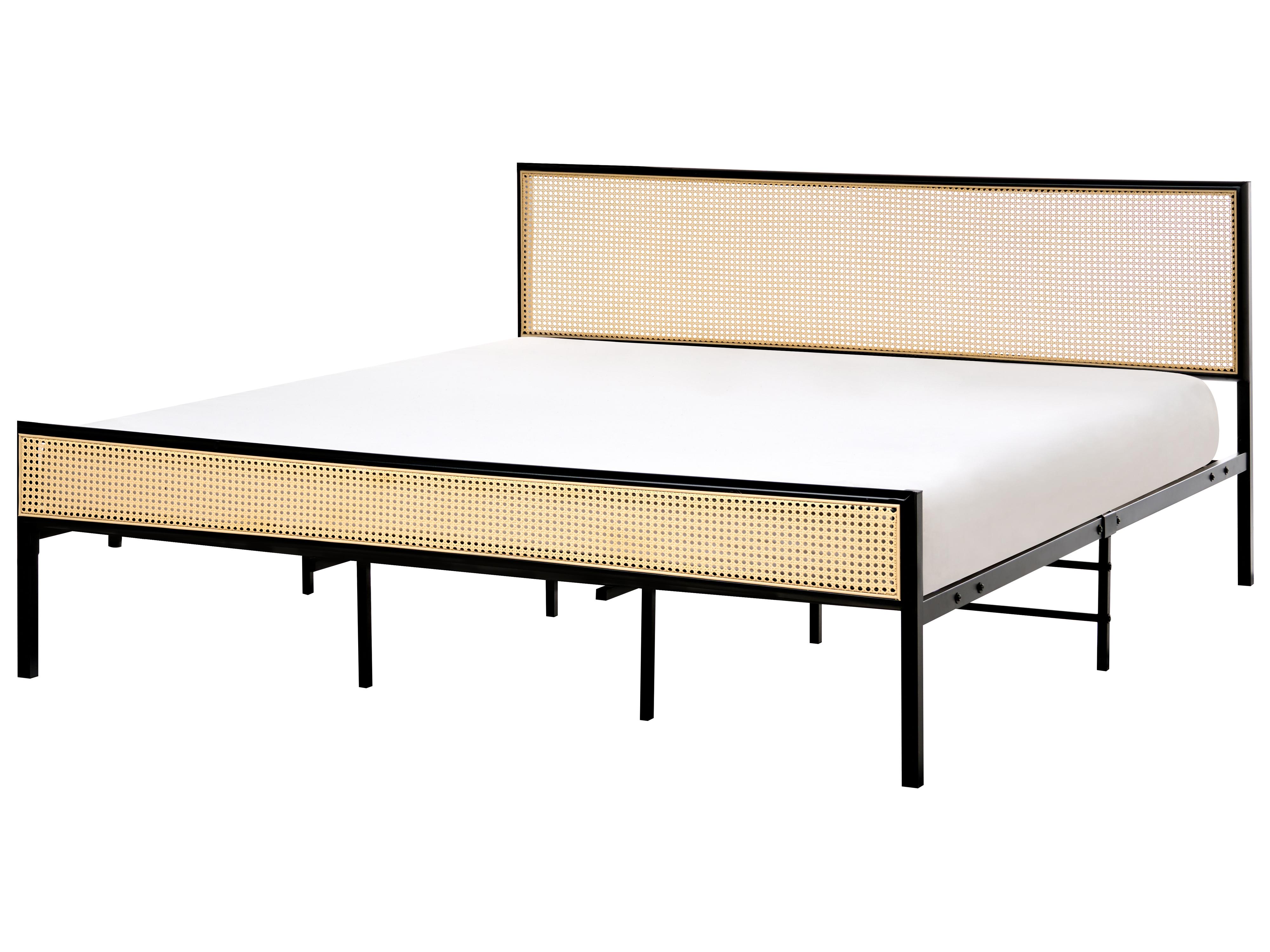 Bed PE rotan AVANTON 180 x 200 cm Zwart