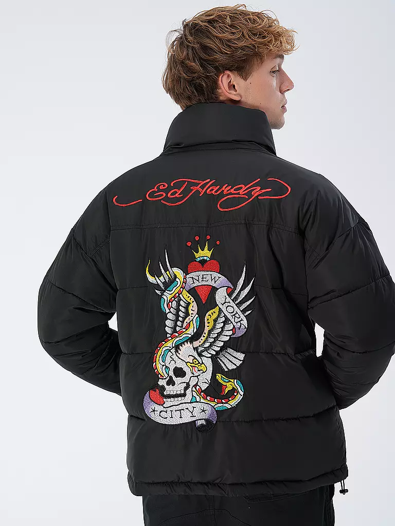 ED HARDY Steppjacke LKS-NYC-SKULL schwarz
