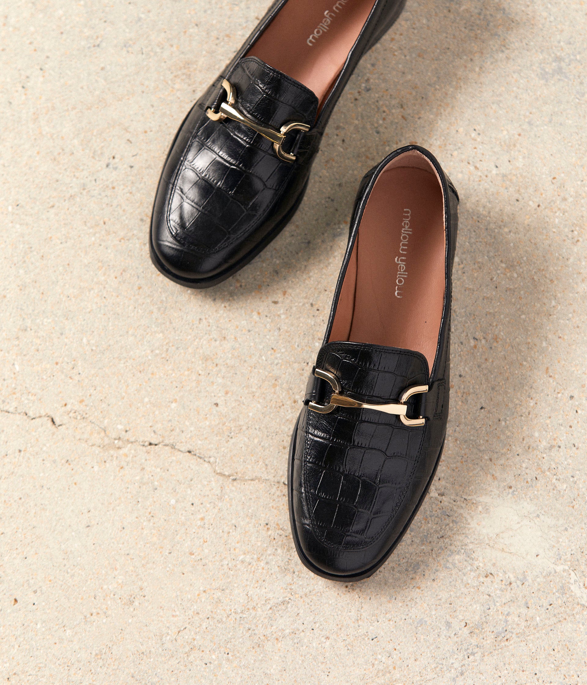 Mocassins croco noir Nelli