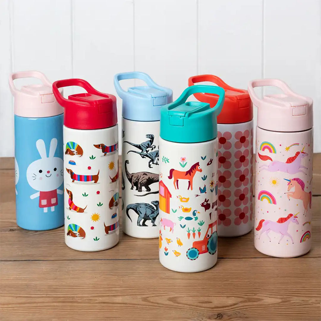 Rex london rvs drinkfles met rietje - lottie and friends - 500 ml