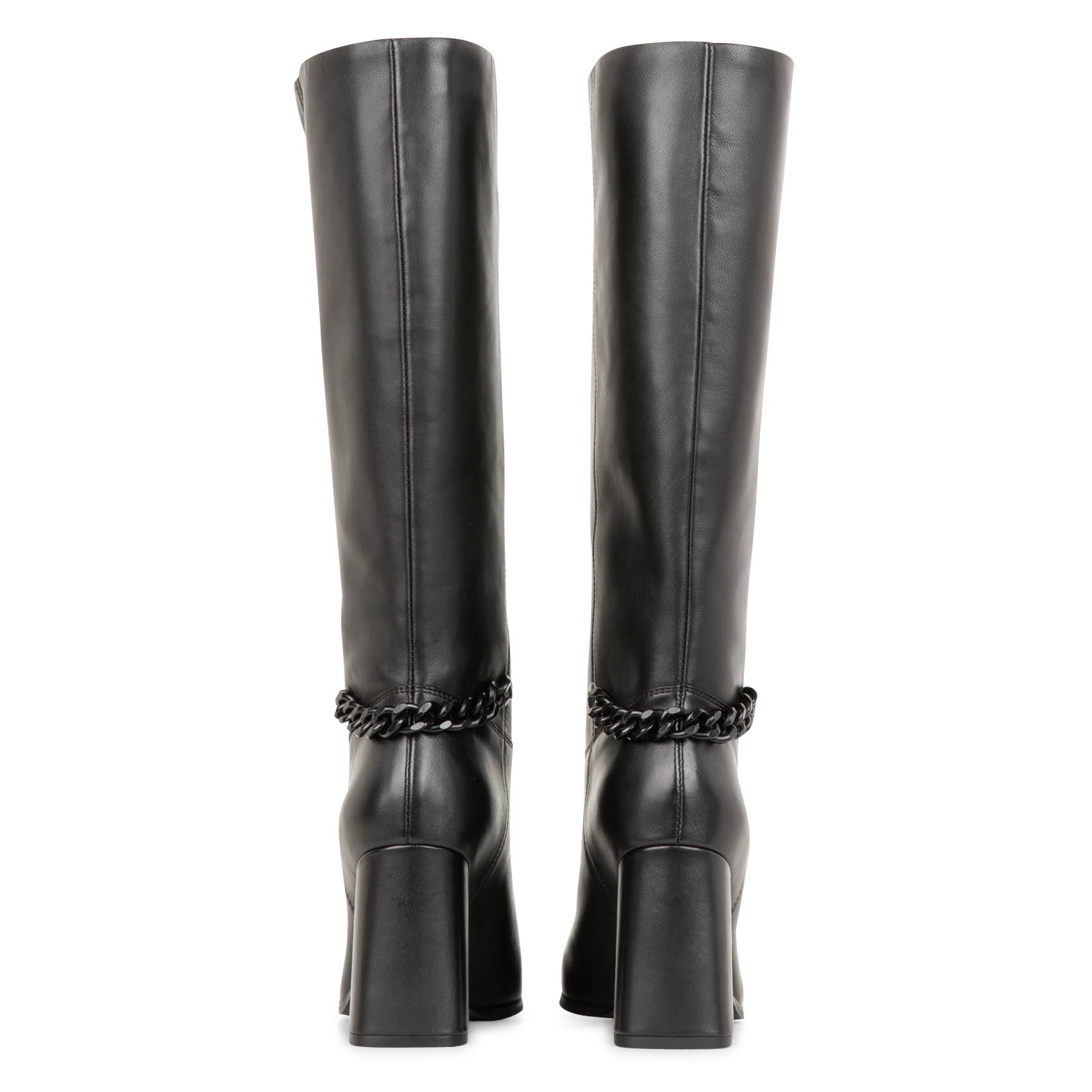 Bottes hautes à talons en cuir| Noir