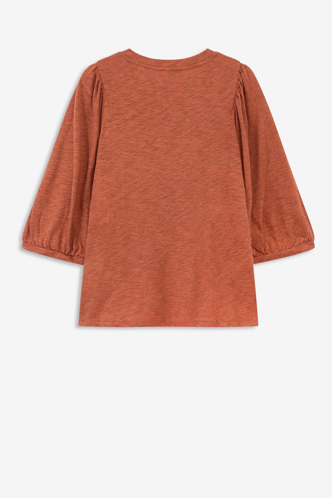 Donkeroranje T-shirt met pofmouwen