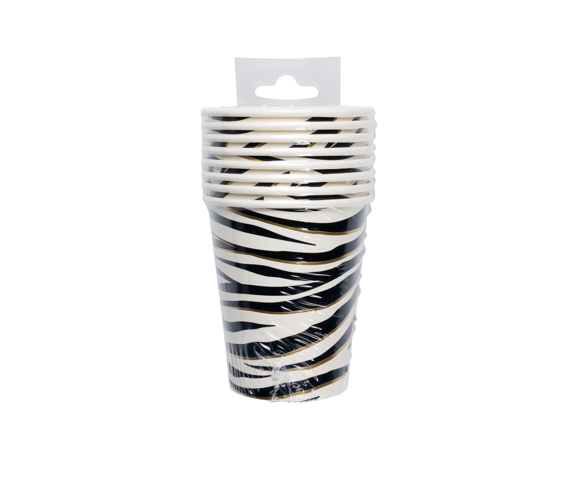 Zebra Bekers 9cm 8st