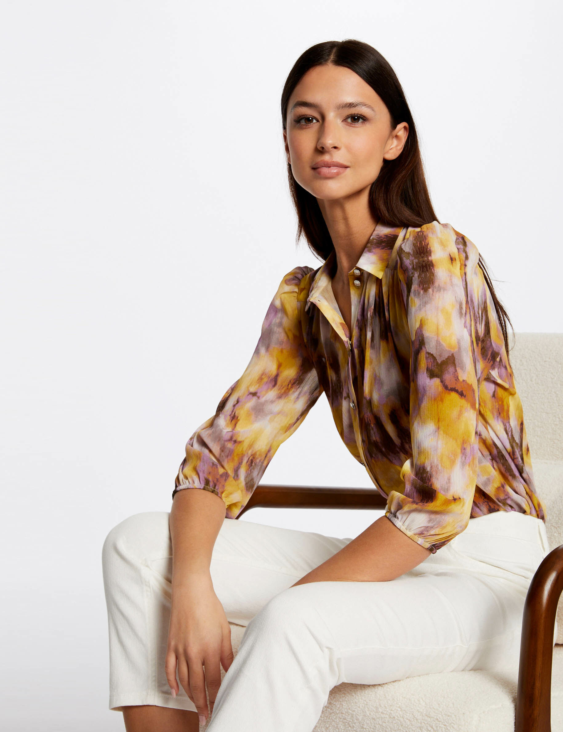 Chemise manches 3/4 imprimé abstrait multico femme - multico