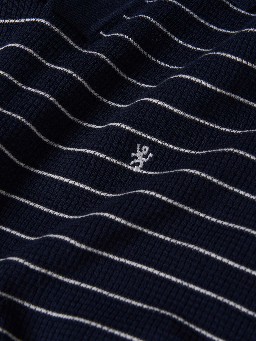 Polo às riscas em malha de algodão