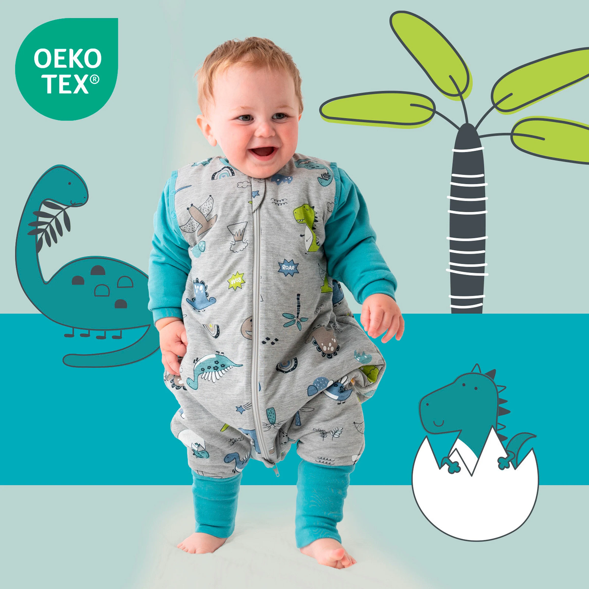 schlummersack Schlafsack mit Füßen 2.5 Tog Dinosaurier