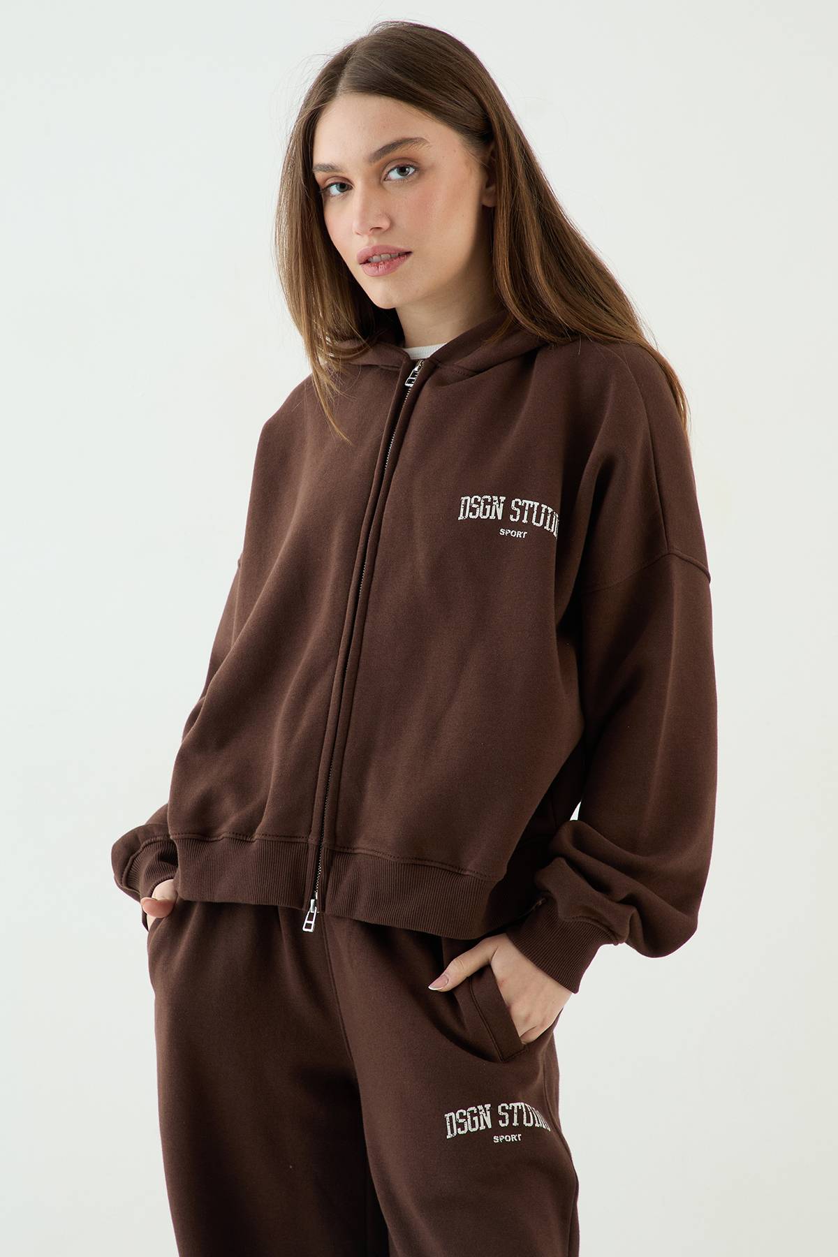 Sweat À Casynthétiqueche Zippé Oversize Imprimé Collegiate Dsgn Studio