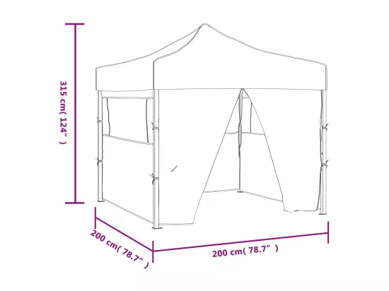 Tente de réception pliable avec 4 parois 2x2 m Acier Crème