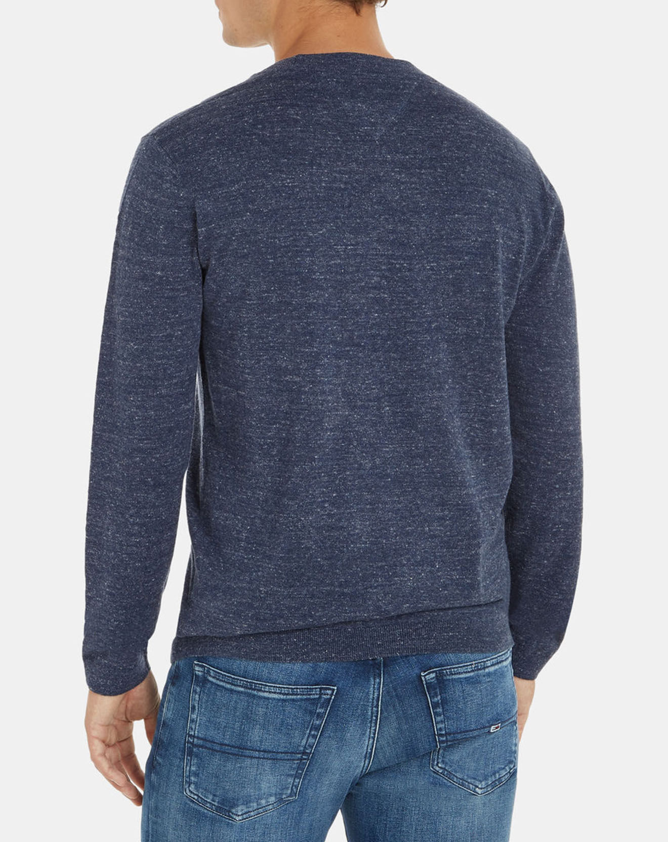 Tommy Jeans Pull Slub Grindle bleu foncé chiné