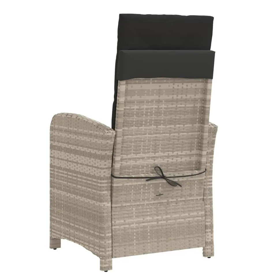 vidaXL - Verstelbare tuinstoelen en voetensteun - Grijs - Poly rattan - 2 stuks