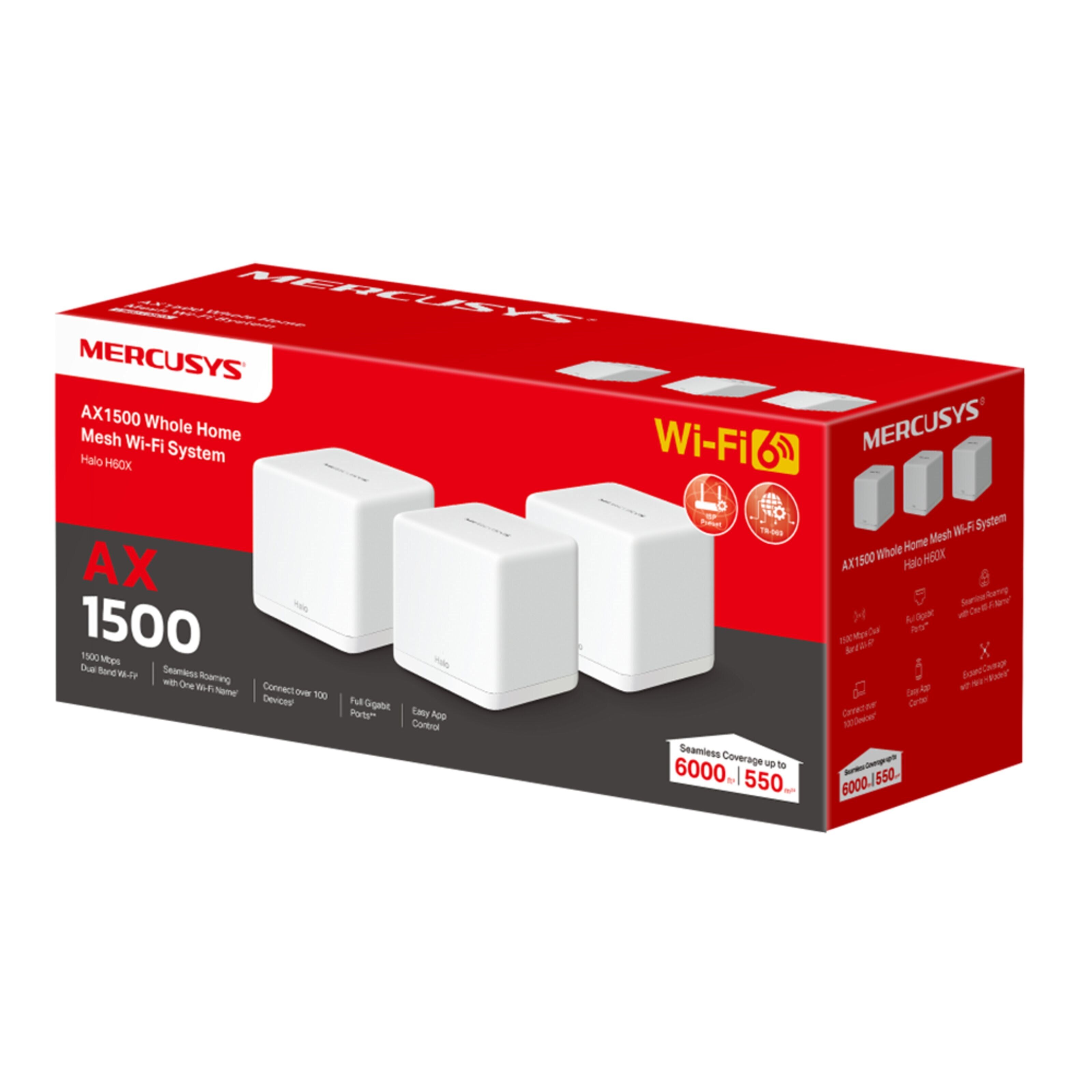 Mercusys Halo H60X Mesh Wifi 6-system 3-pk.