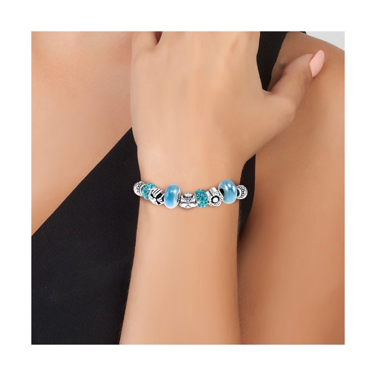 Bracelet perles SC Crystal orné de Cristaux scintillants