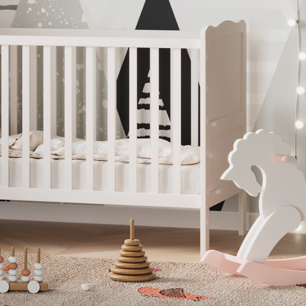 VitaliSpa Gitterbett Babybett Kinderbett Tobi Kombinationsbett umbaubar Weiß