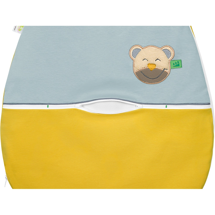 Odenwälder Jersey-Schlafsack mucki AIR color-blocking mustard