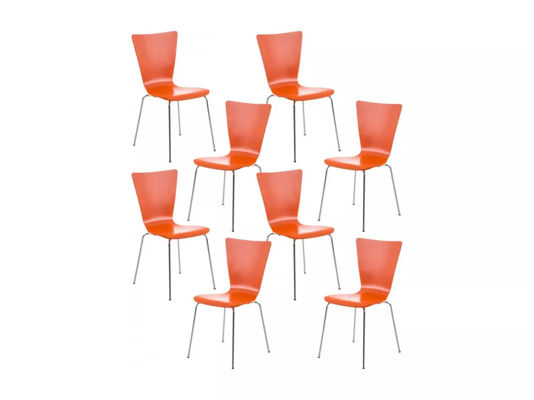 Lot de 8 Chaise de conférence - Bois & Nature - Orange - Aaron
