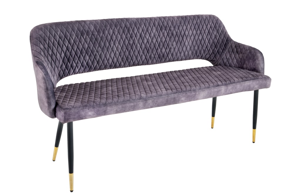 riess-ambiente Sitzbank PARIS - 160cm greige Samt Rückenlehne goldene Fußkappen Retro Metallbeine