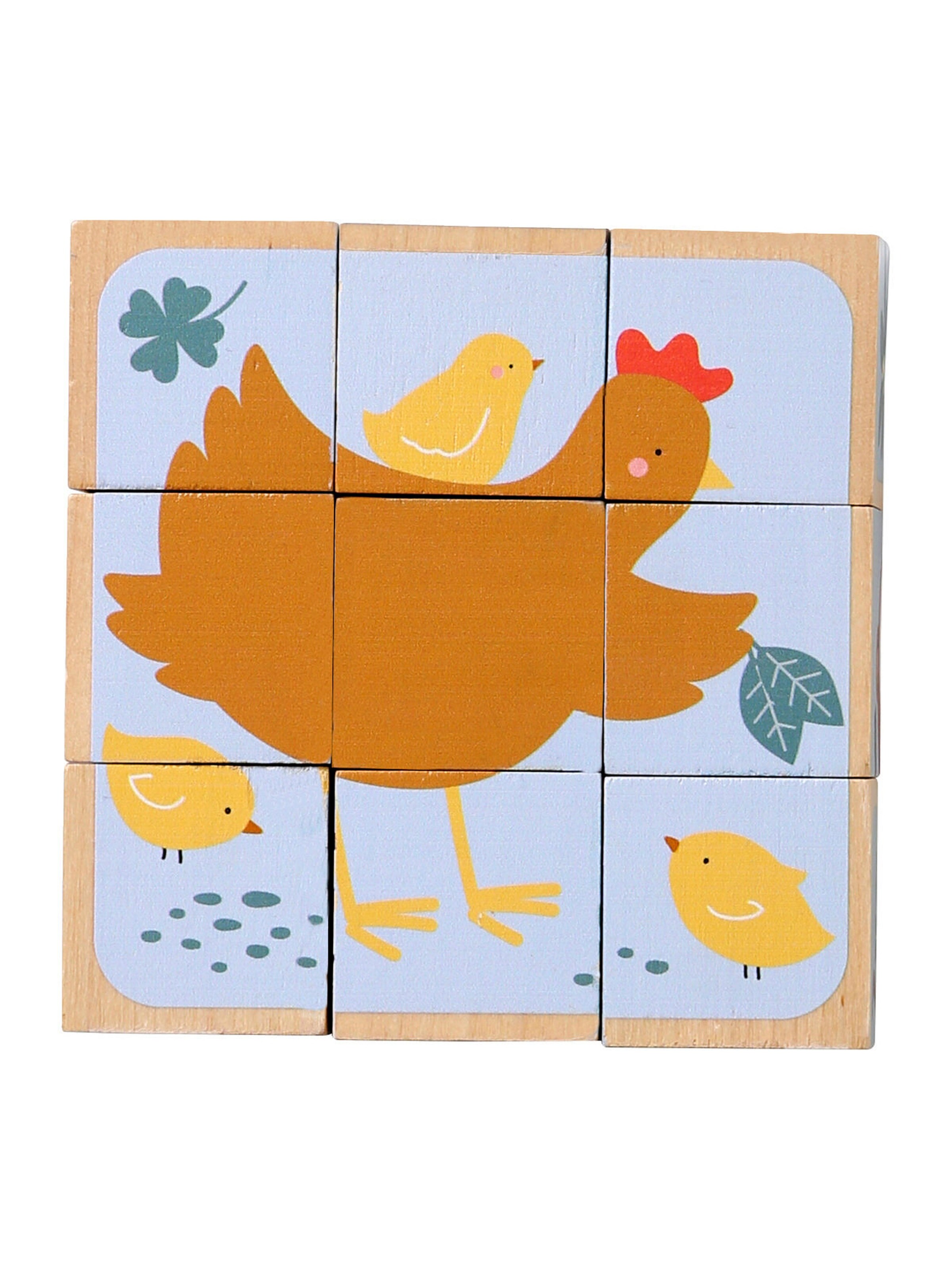 Vertbaudet Baby Tierpuzzle mit Holzwürfeln FSC® beige