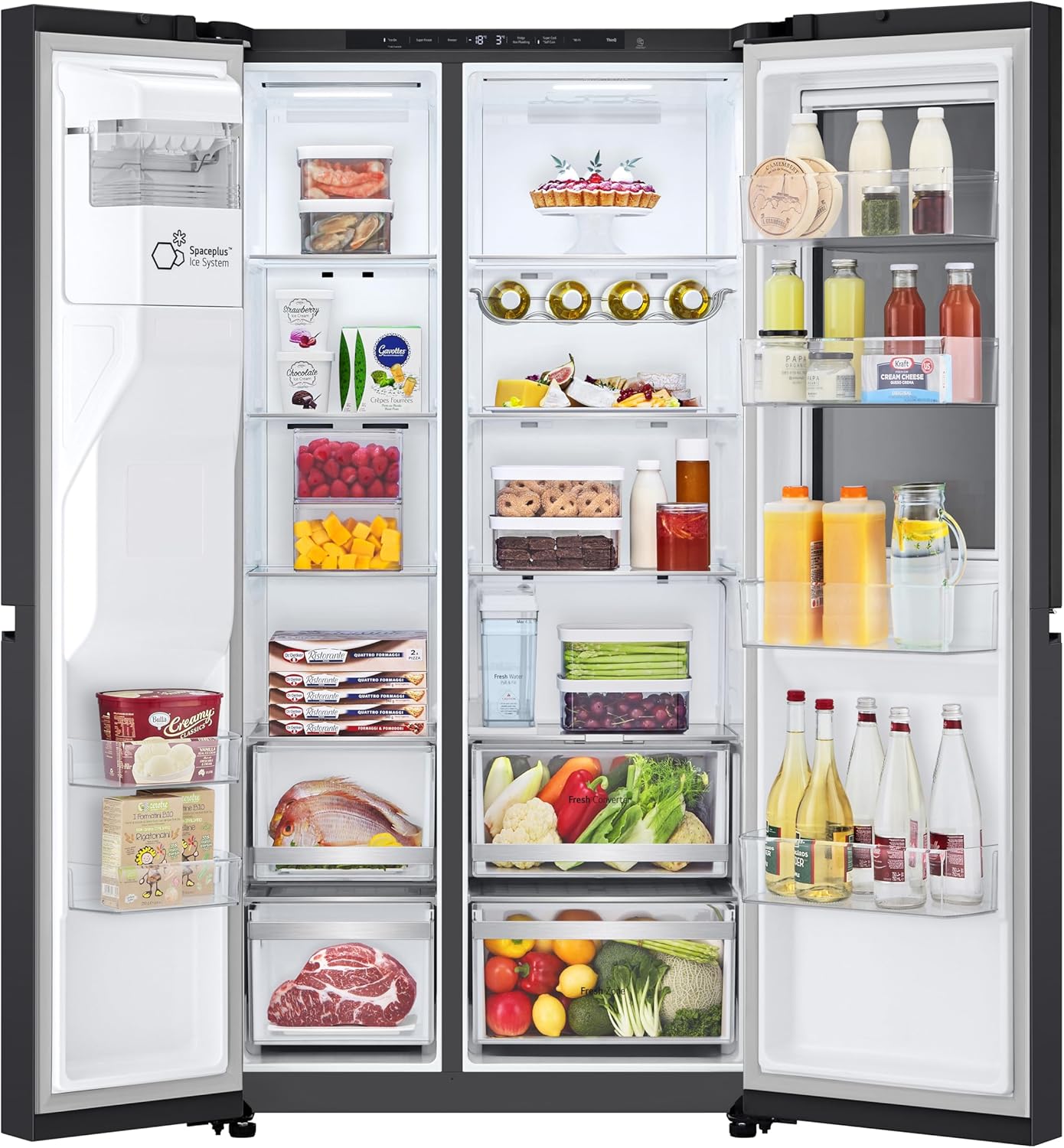 LG Side by Side GSXE81EVBD mit Wassertank, Total No Frost, InstaView, 91,3 cm breit, schwarz