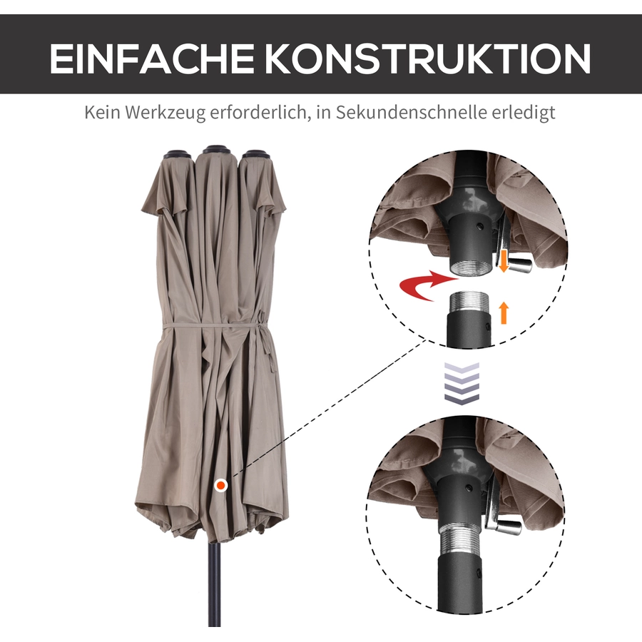 Outsunny Marktschirm mit Handkurbel kaffeebraun
