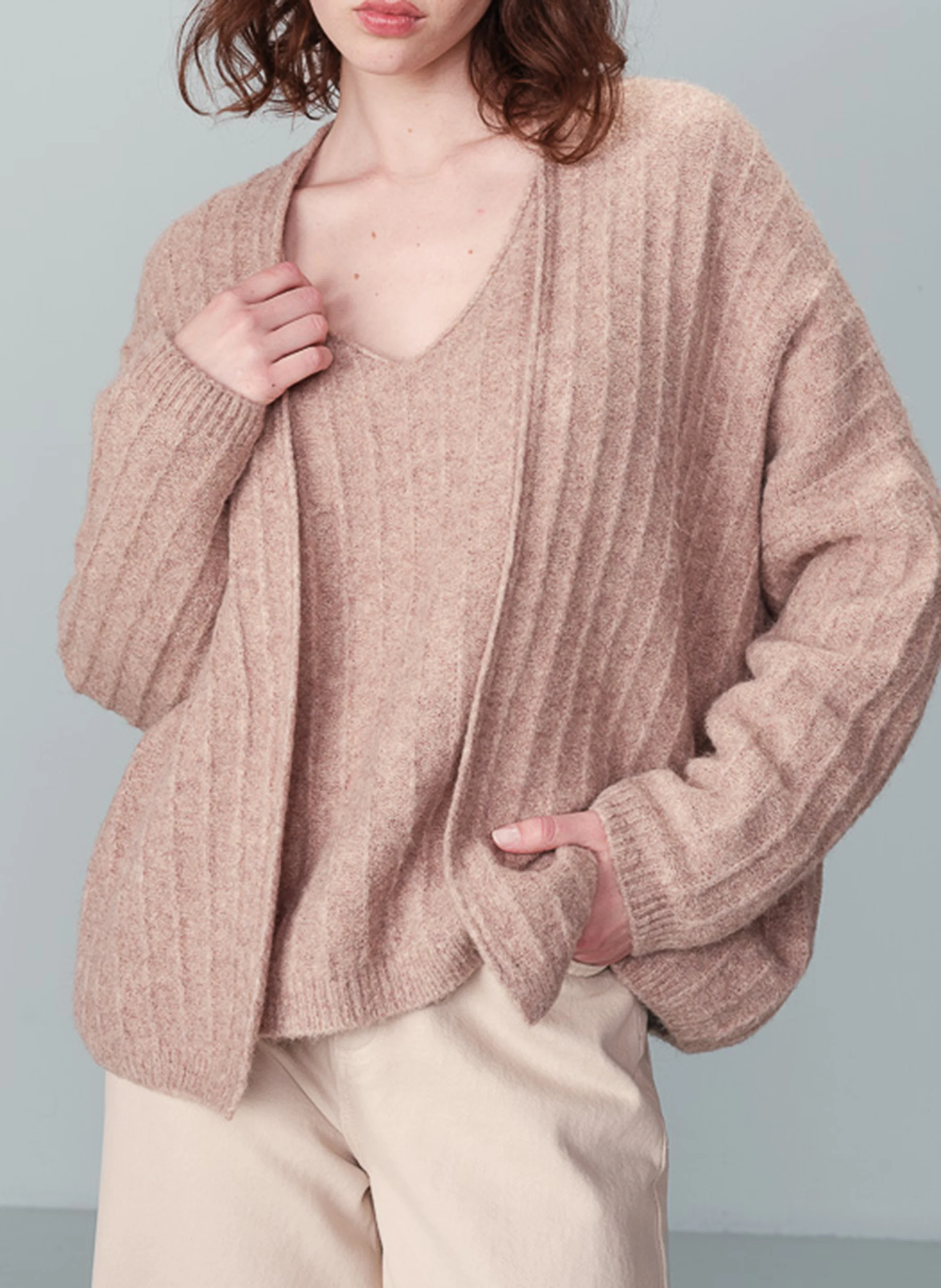 NANDO - Cardigan ample en maille | Gris
