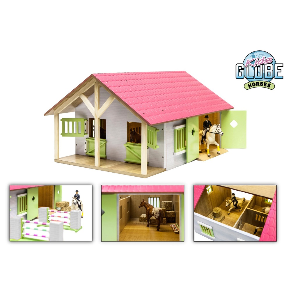Pferdestall-Set aus Holz, Maßstab 1:24