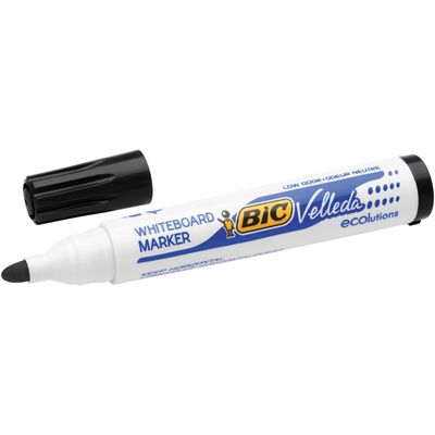 BIC VELLEDA 1701 - Pack de 12 marqueurs effaçables - pointe ogive - noir