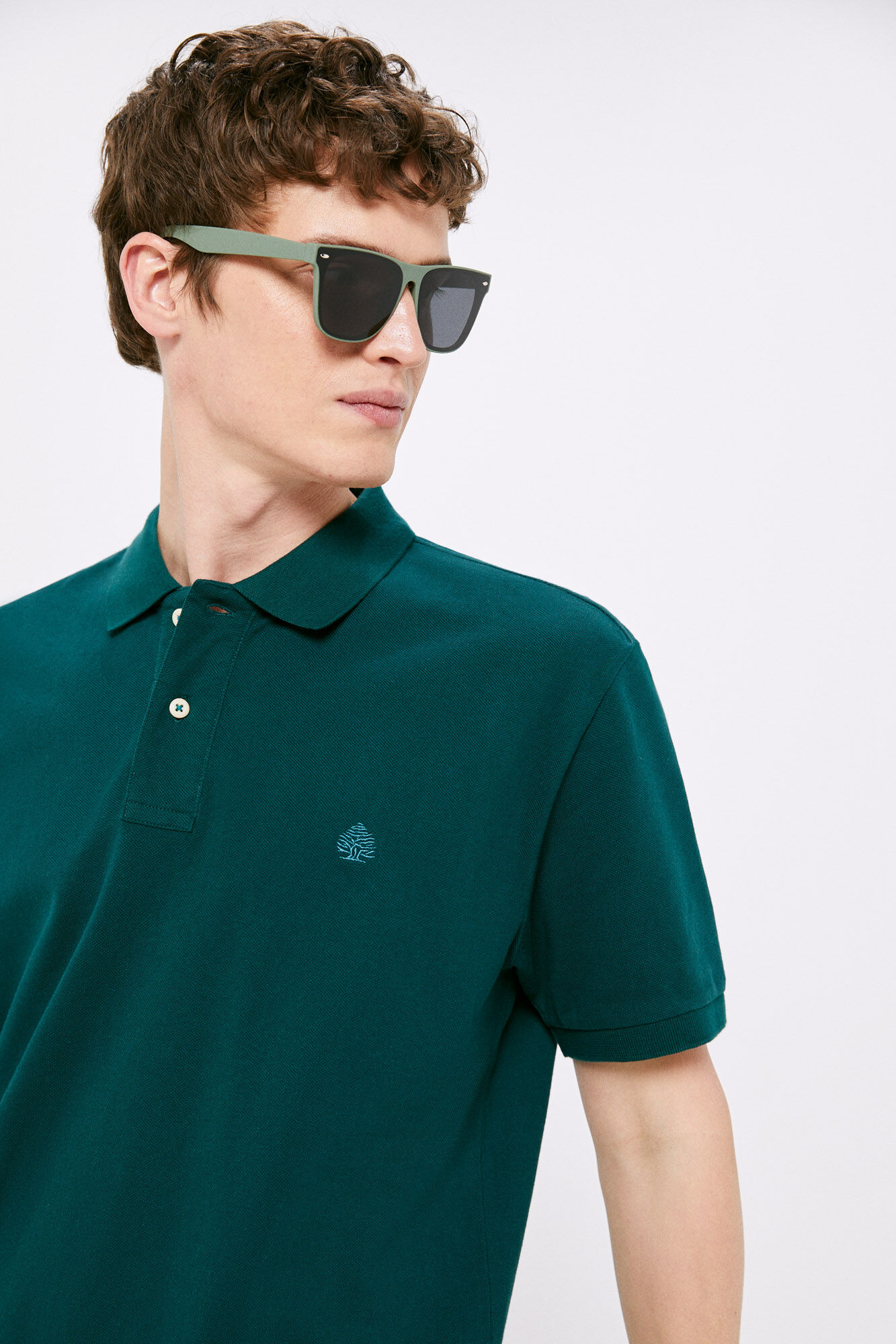 Camisa polo básica em piqué - azul