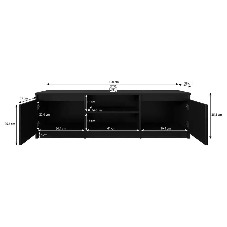 Meubella - TV-Meubel Diaz - Eiken - 120 cm