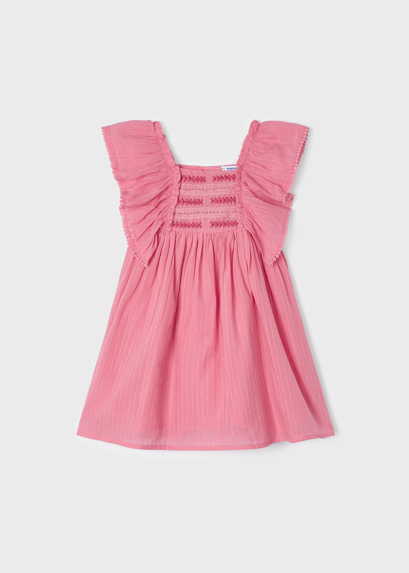 Vestido com babados e bordados para menina