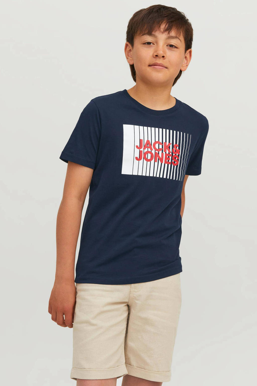 JACK & JONES T-shirt JJECORP van katoen donkerblauw