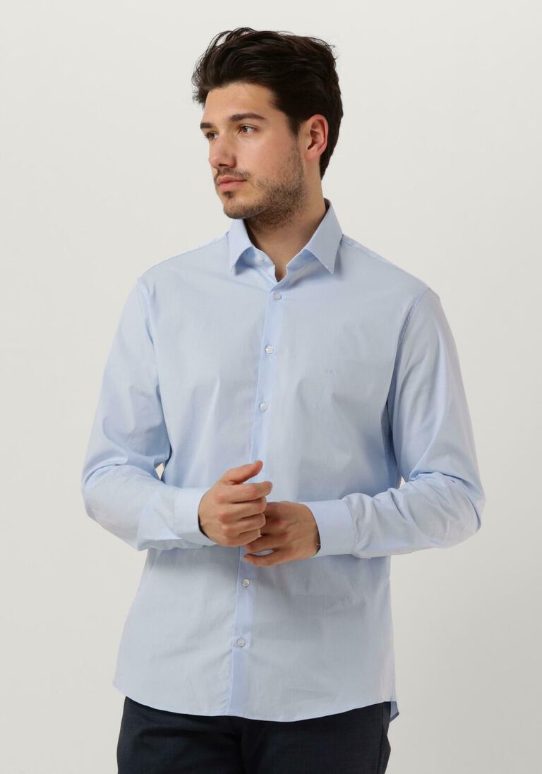 CALVIN KLEIN lichtblauwe calvin klein klassiek overhemd poplin stretch slim shirt