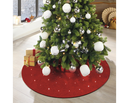 LED kerstboomtapijt, rood, Ø 100 cm