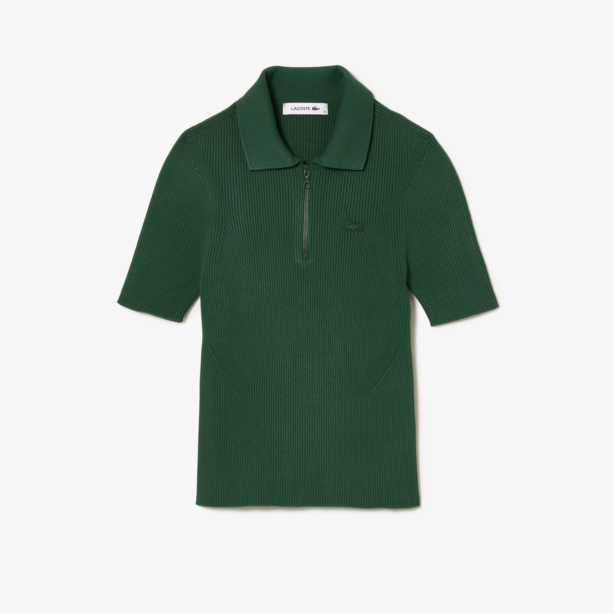 Polo col zippé femme Lacoste en maille Pullovers - Vert - Lacoste - Femme