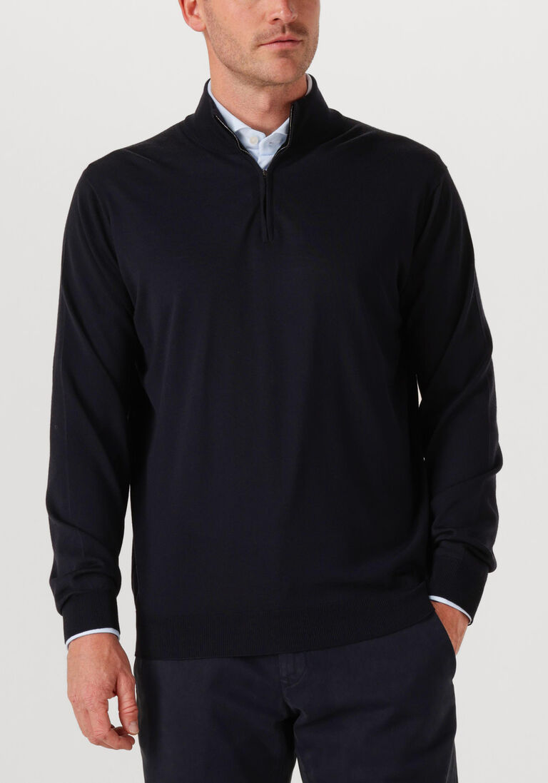 donkerblauwe filippo de laurentiis trui mezza zip ml r.merino