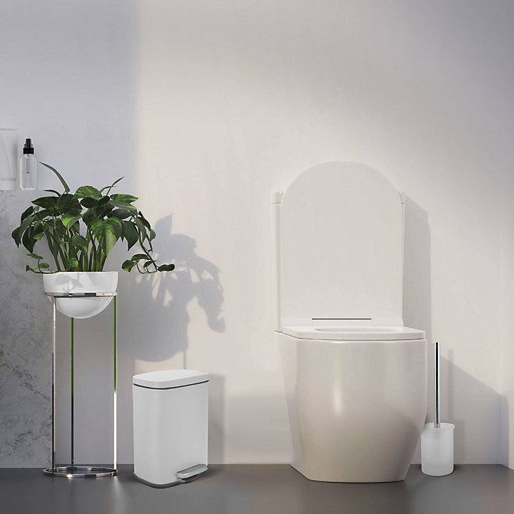 Pot en verre et brosse WC, blanc, Misty Spirella