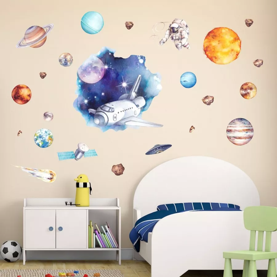 Nikima Wandtattoo 239 Wandtattoo Weltraum Planeten bunt