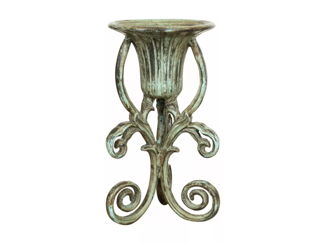 BISCOTTINI Support de Plantes - Fonte avec Finition Antique - Porte-Fleurs - Intérieur et Extérieur - Jardinière - Jardin - Salon - Salle à Manger - Présentoir - Décoratif - 23x23x42 cm