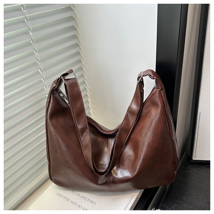 Maorong - Effen imitatieleren crossbodytas