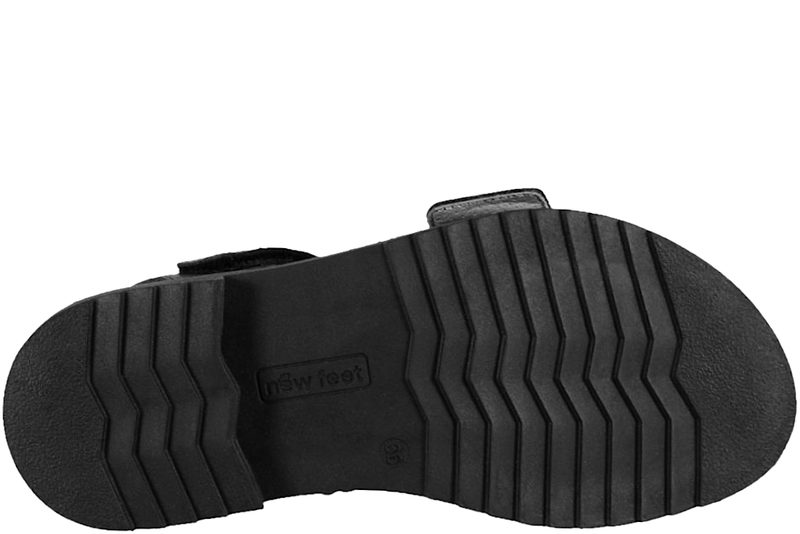 NEW FEET SANDAL I SORT GLAT SKIND