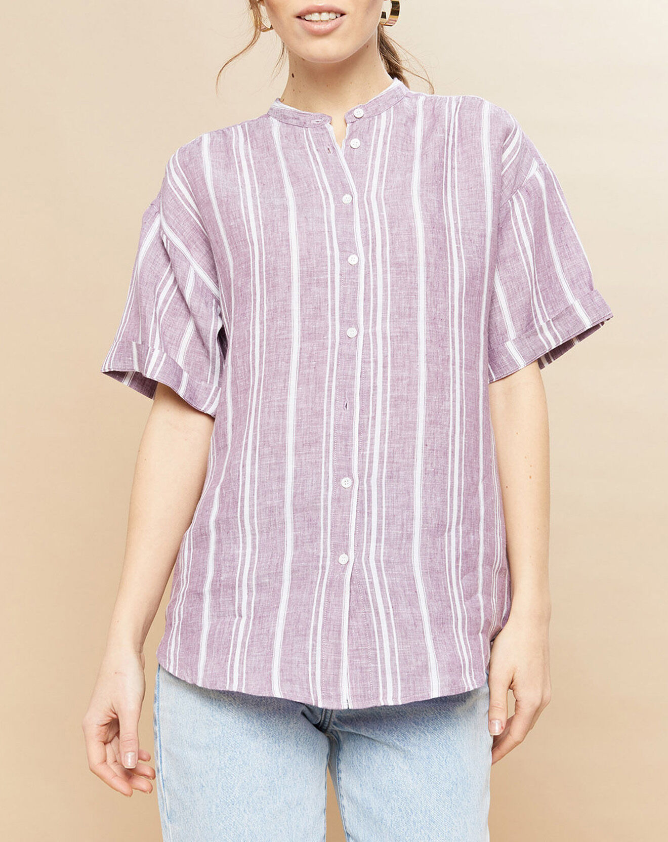 Hartford Chemise 100% Lin Calix violette
