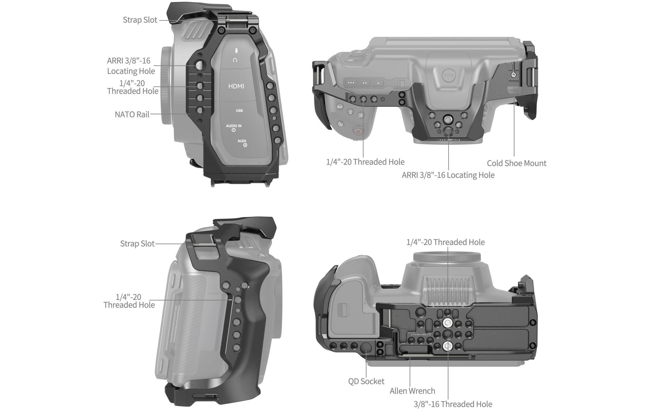 Cage für Blackmagic Design Cinema 6K<br>Schützt die Kamera und bietet Anschlussmöglichkeiten