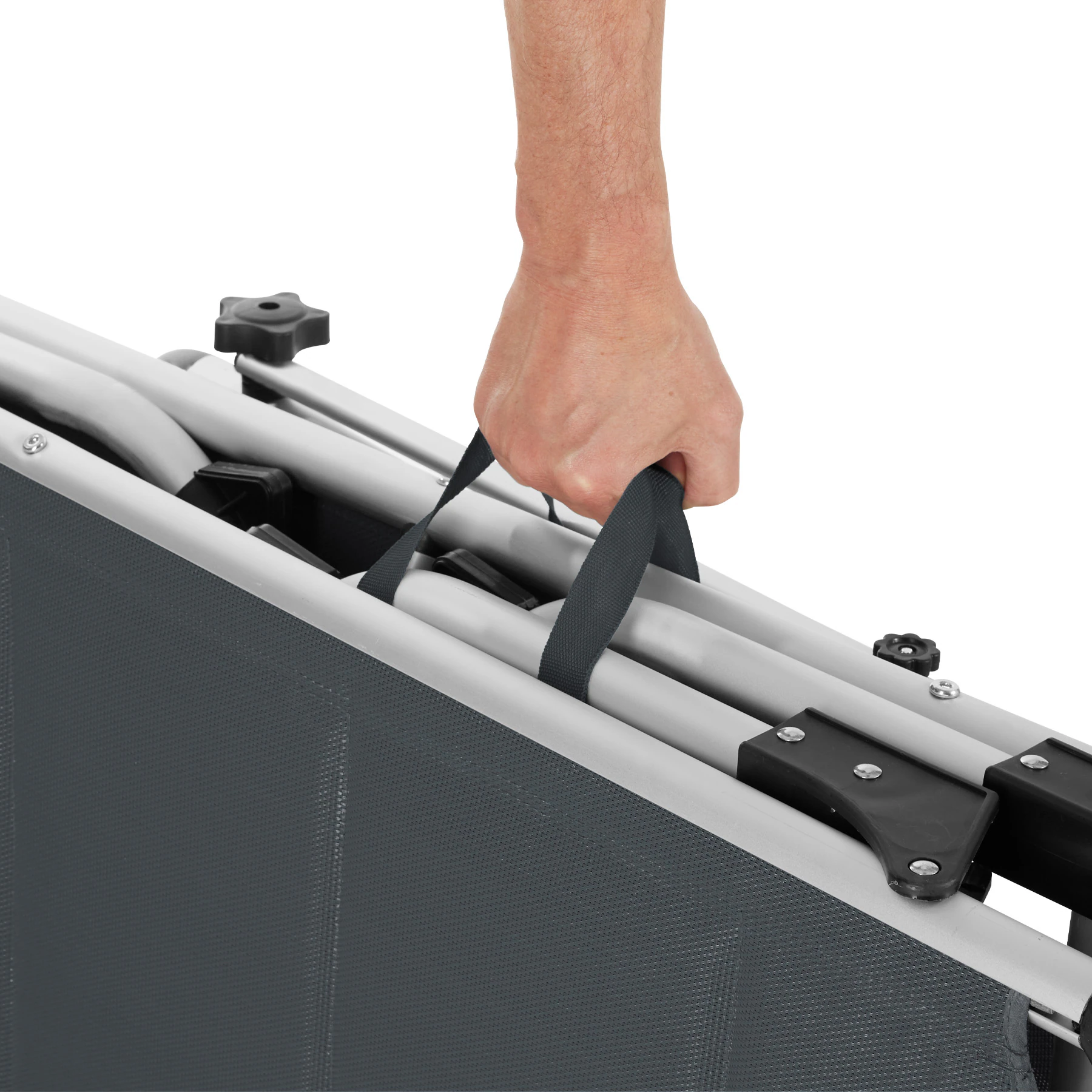 tectake® Sonnenliege, gepolstert, klappbar, 6-fach verstellbare Rückenlehne mit Kopfpolster, 220 x 60,5 x 34 cm, mit Seitentasche