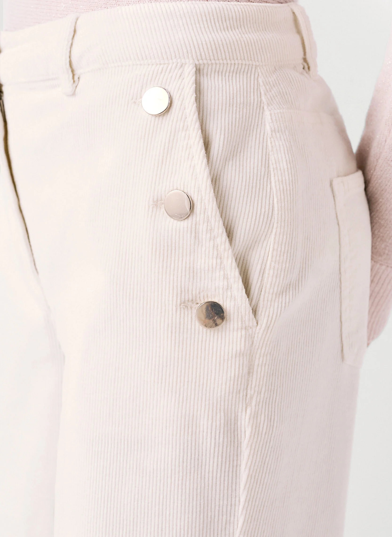 PRUNELLE - Pantalon large en velours côtelé | Beige