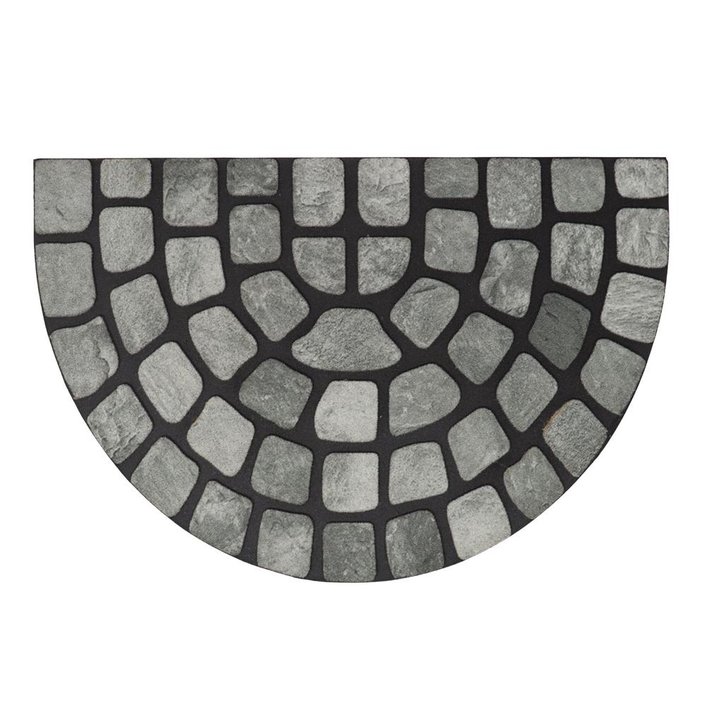 NO MARK Tapis Extérieur Demi Lune Imprimé Gris Pierre Luance 40x60cm Home Sweet Home