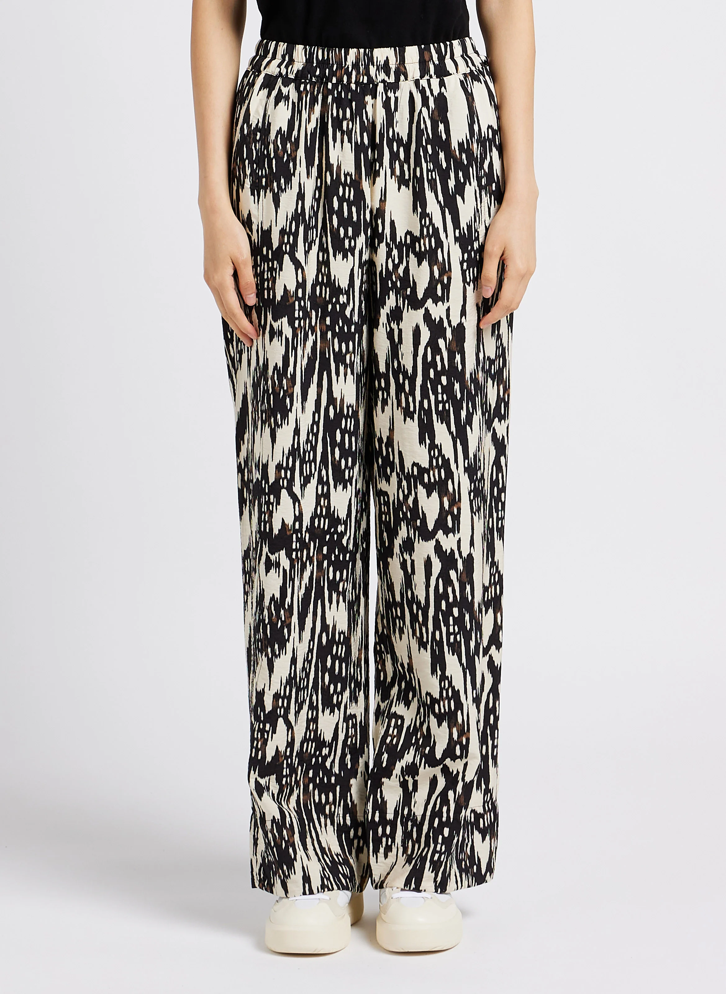 FANJA - Pantalon large imprimé| Beige