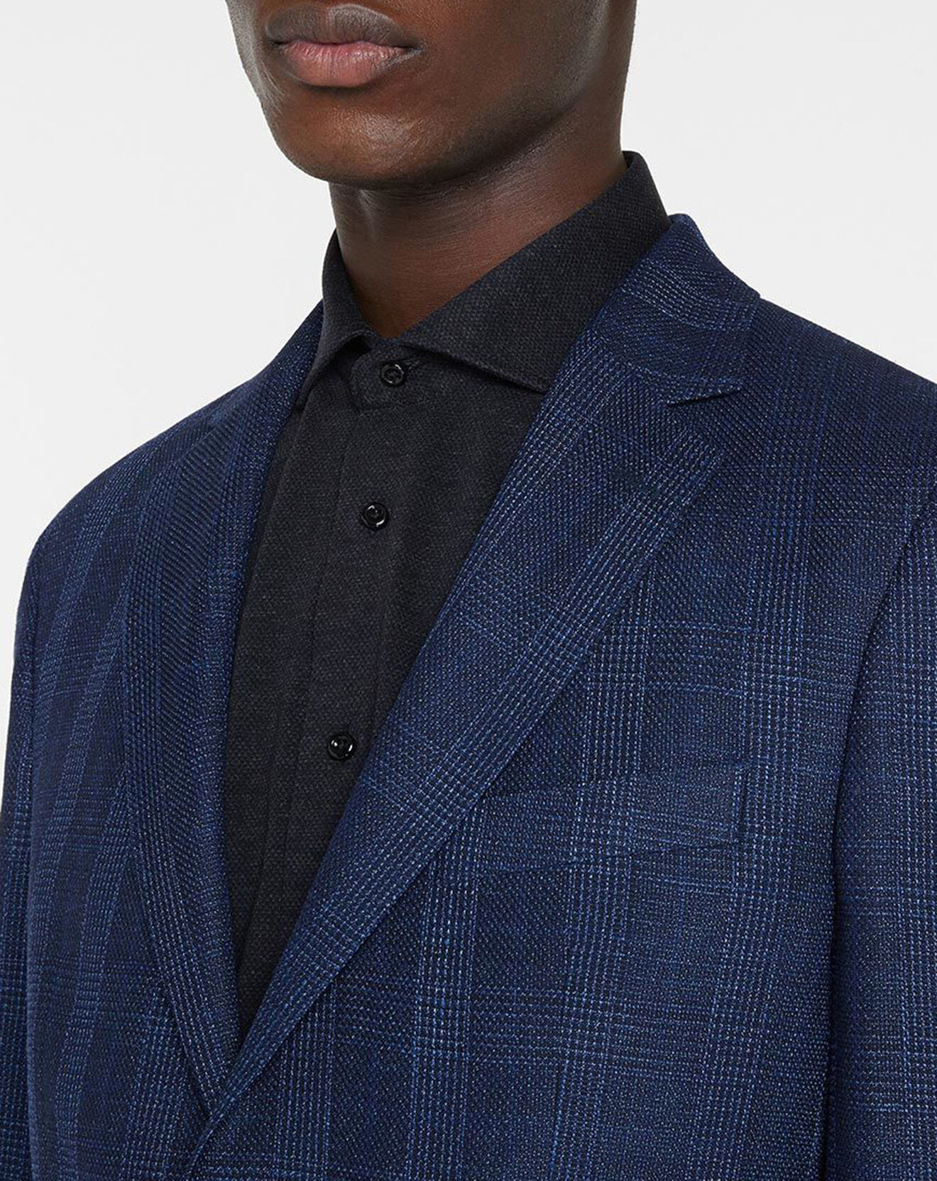 Hackett London Veste en Laine & Lin mélangés Light Prince de Galles bleu foncé